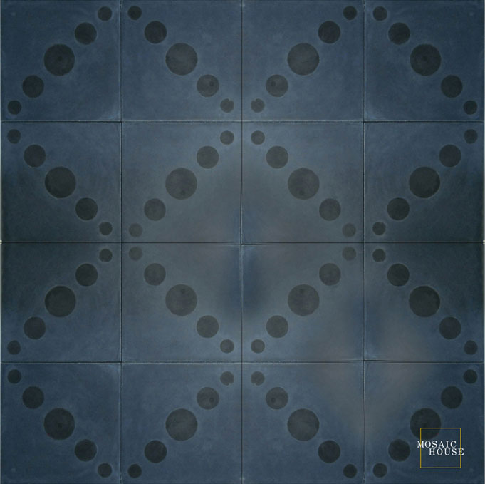 Mosaic House Moroccan tile Moon C41-4 Midnight Blue Black  cement, encaustic, field, pattern 