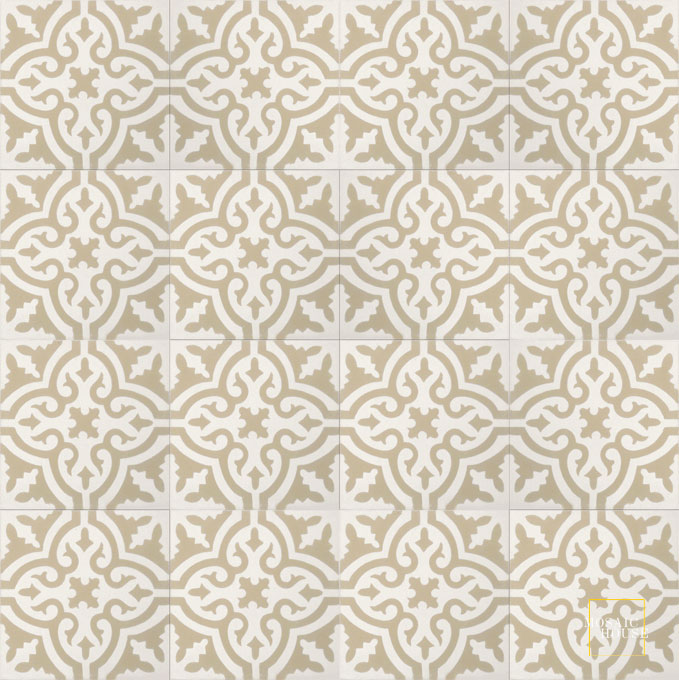 Mosaic House Moroccan tile Rosa C14-38 White Slate, gray  cement, encaustic, field, pattern 