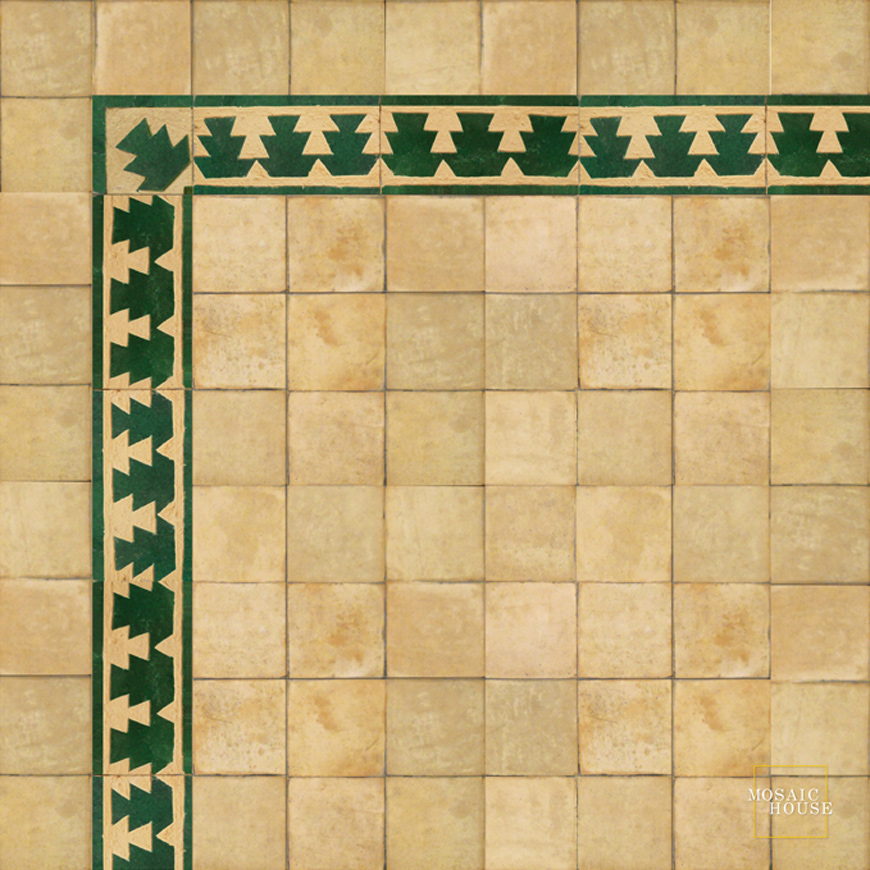 Mosaic House Moroccan tile Pine 10 Chiseled
 Green  chiseled border 