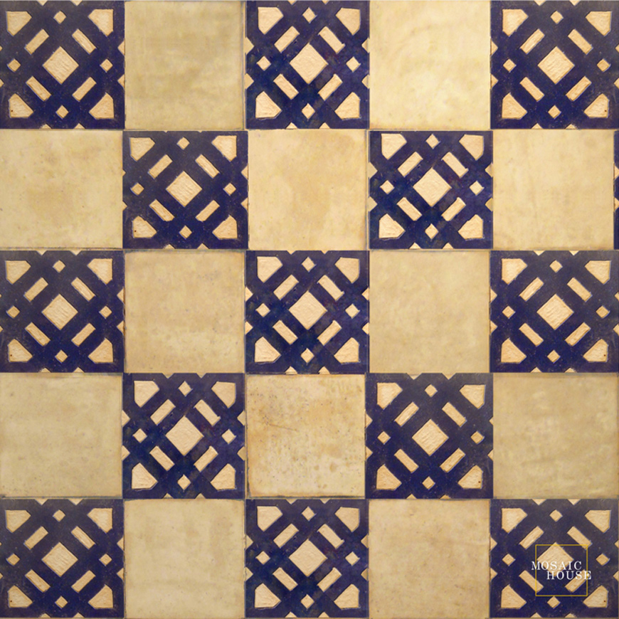 Mosaic House Moroccan tile Kenza 15 Chiseled

 Cobalt Blue  chiseled field 