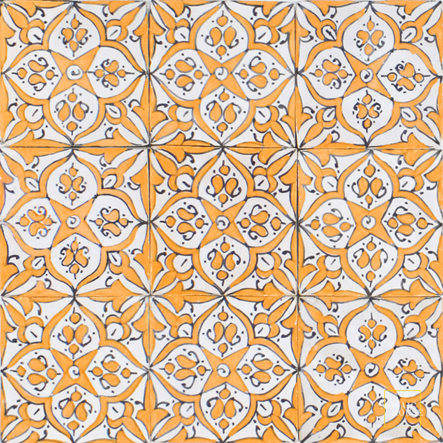 Mosaic House Moroccan tile Coquet Orange   solid hand painted 