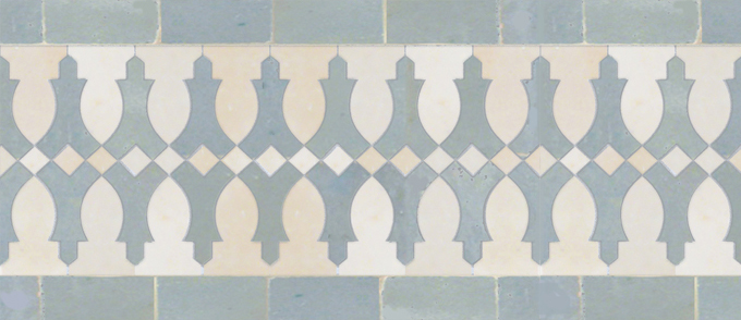 Mosaic House Moroccan tile Ank 1-17 White Sky blue  zellige, mosaic, zellij, border, glaze 