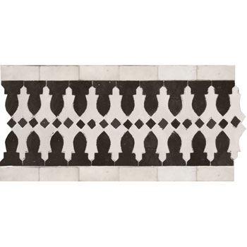 Mosaic House Moroccan tile Ank 6-1 Black White  zellige, mosaic, zellij, border, glaze 