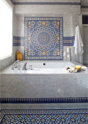 Mosaic House Moroccan tile Dazzle BV 1-15-18 White Cobalt Blue Yellow  zellige, mosaic, zellij, border, glaze, intricate, classic 