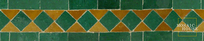 Mosaic House Moroccan tile Dfira DRH 10-8 Green Ochre  zellige, mosaic, zellij, border, glaze, simple, traditonal 