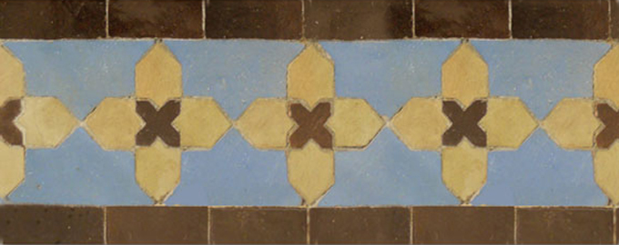 Mosaic House Moroccan tile Kmarshoun C 20-14-19 Sea Blue Natural, Unglazed, Terracotta Brown  zellige, mosaic, zellij, border, glaze 