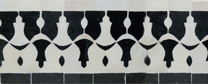 Mosaic House Moroccan tile Sharafa C 1-6 White Black  zellige, mosaic, zellij, border, glaze, classic, traditional 