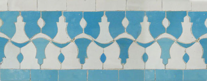 Mosaic House Moroccan tile Sharafa C 1-13 White Light Turquoise  zellige, mosaic, zellij, border, glaze 