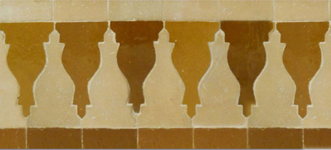 Mosaic House Moroccan tile Sharafa S 14-8 Natural, Unglazed, Terracotta Ochre  zellige, mosaic, zellij, border, glaze 