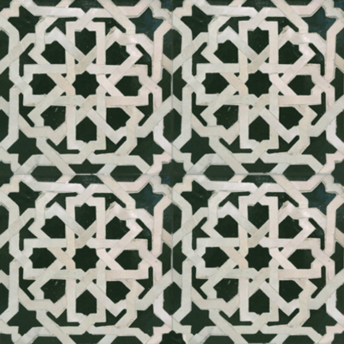 Mosaic House Moroccan tile Metam LG 1-6 White Black  zellige, mosaic, zellij, field, pattern, glaze 