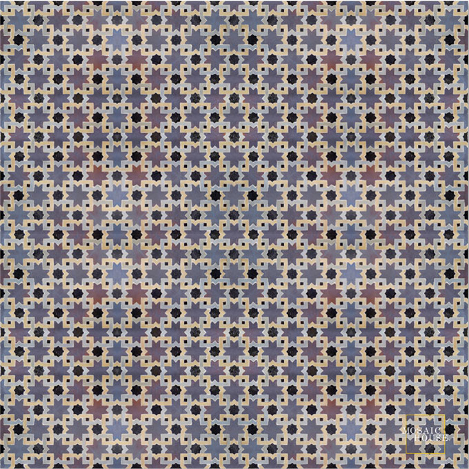 Mosaic House Moroccan tile Mogador 9-6-11-17 Purple Black Beige Sky blue zellige, mosaic, zellij, field, pattern, glaze
