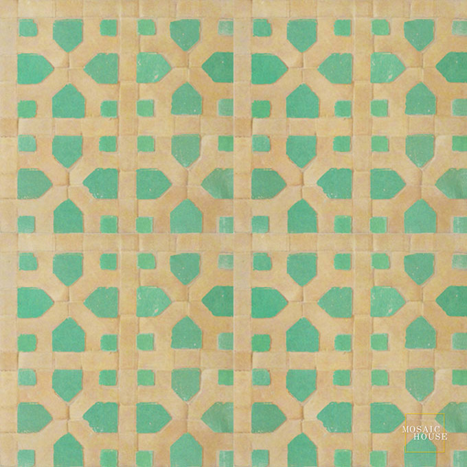 Mosaic House Moroccan tile Nejarine 12-14 Light Green Natural, Unglazed, Terracotta  zellige, mosaic, zellij, field, pattern, glaze 
