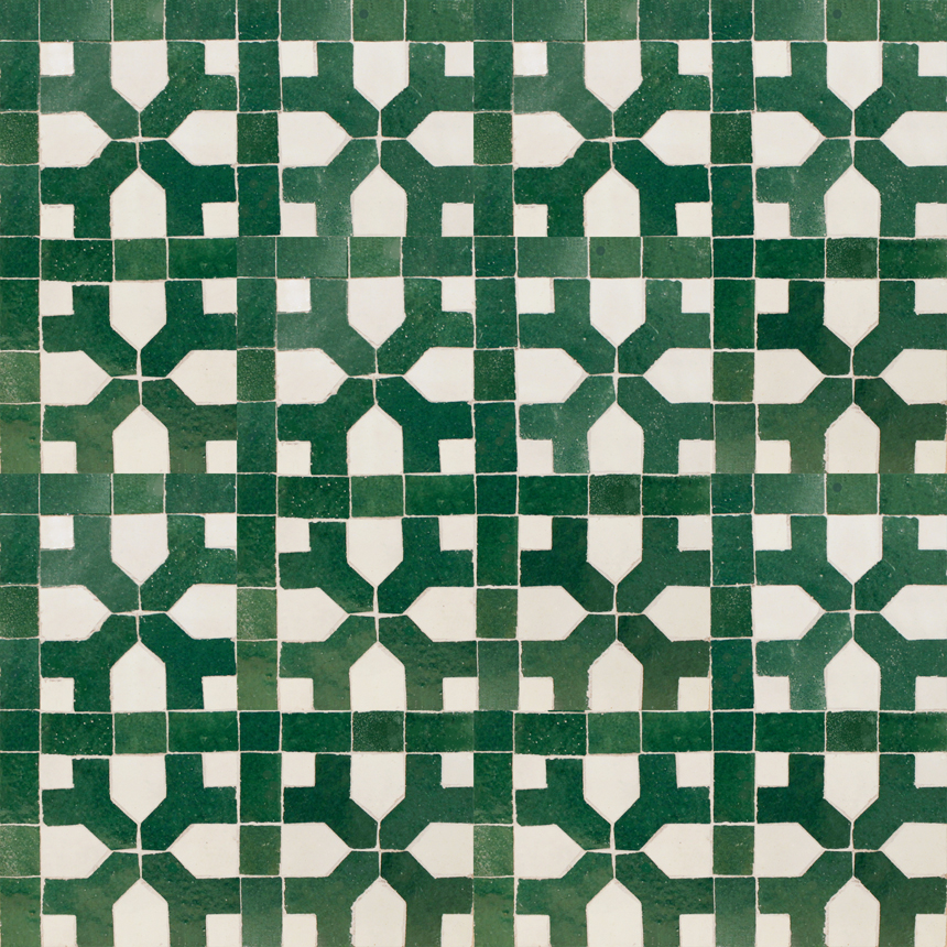 Mosaic House Moroccan tile Nejarine 1-10 White Green  zellige, mosaic, zellij, field, pattern, glaze 