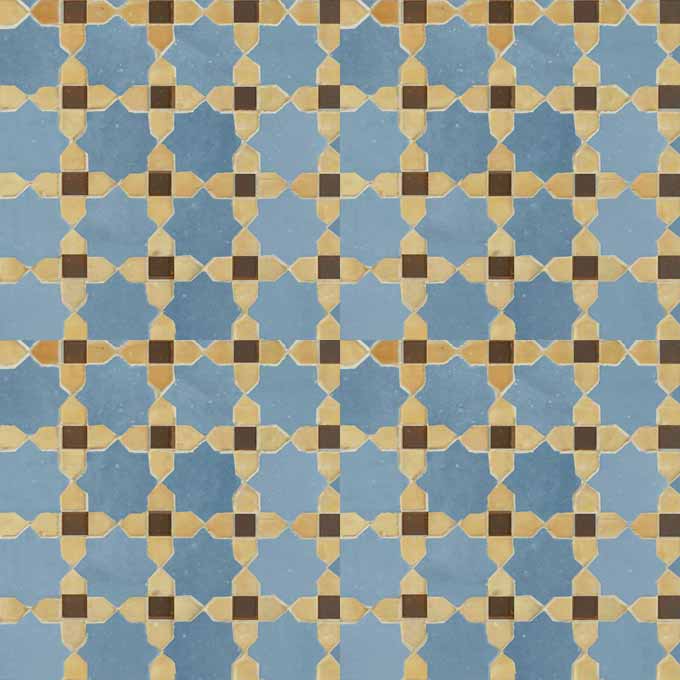 Mosaic House Moroccan tile Tanger C 2-14-19 Light Blue Natural, Unglazed, Terracotta Brown  zellige, mosaic, zellij, field, pattern, glaze 