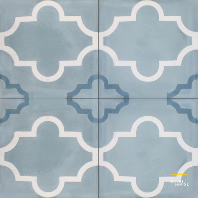 Mosaic House Moroccan tile Primula SQ C39-14-29 Sky Blue White Azur Blue  cement, encaustic, field, pattern 