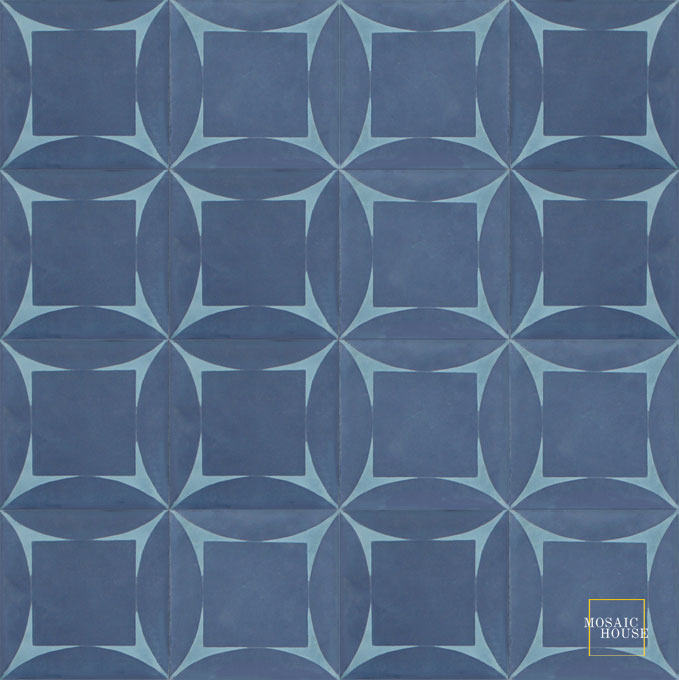 Mosaic House Moroccan tile Ramblas C43-29 Indigo, blue Azur Blue  cement, encaustic, field, pattern 