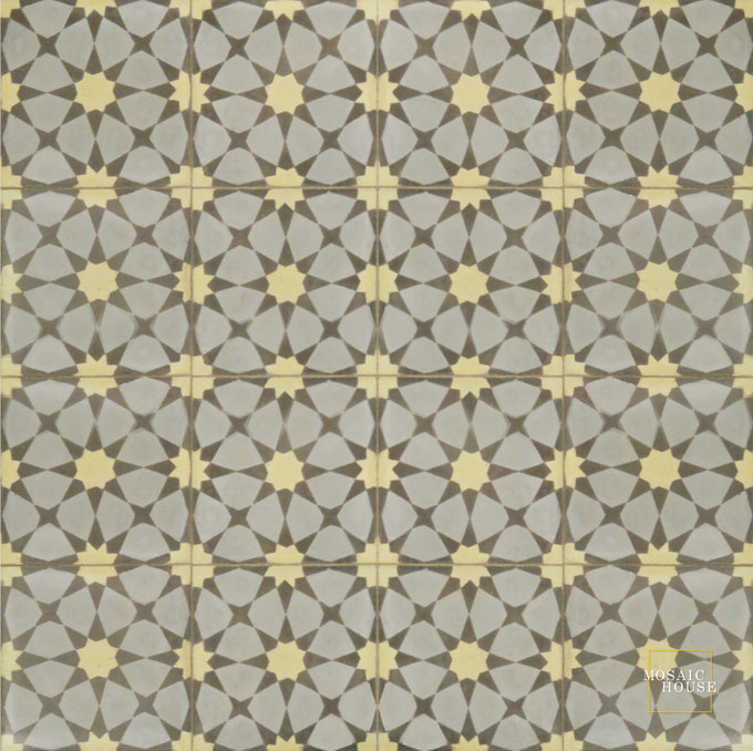Mosaic House Moroccan tile Snowbank C24-35-5 Silver, gray Mint, green Chocolate, brown  cement, encaustic, field, pattern 