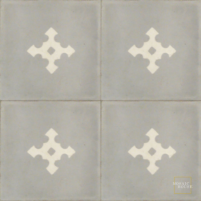 Mosaic House Moroccan tile Stipa C24-14 Silver, gray White  cement, encaustic, field, pattern, classic, simple 