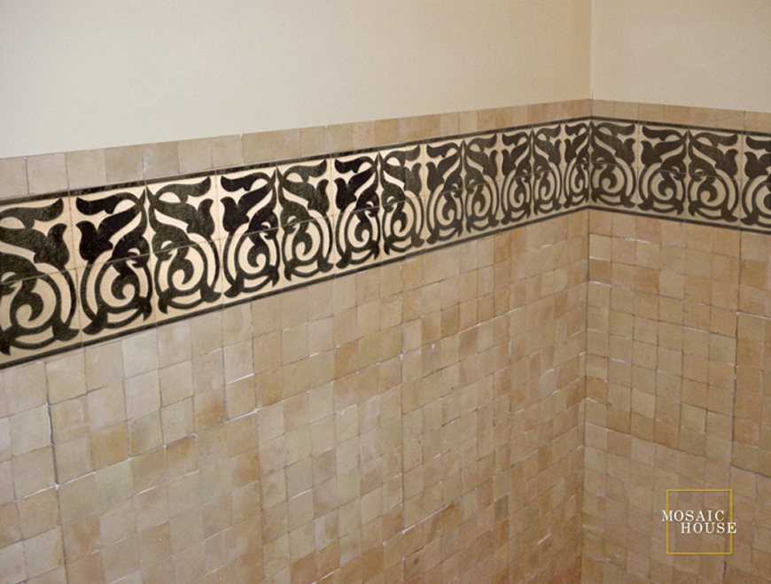 Mosaic House Moroccan tile Giselle 6 Chiseled Black  chiseled border 