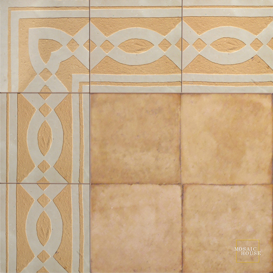 Mosaic House Moroccan tile Zoe 1 Chiseled White  chiseled border 