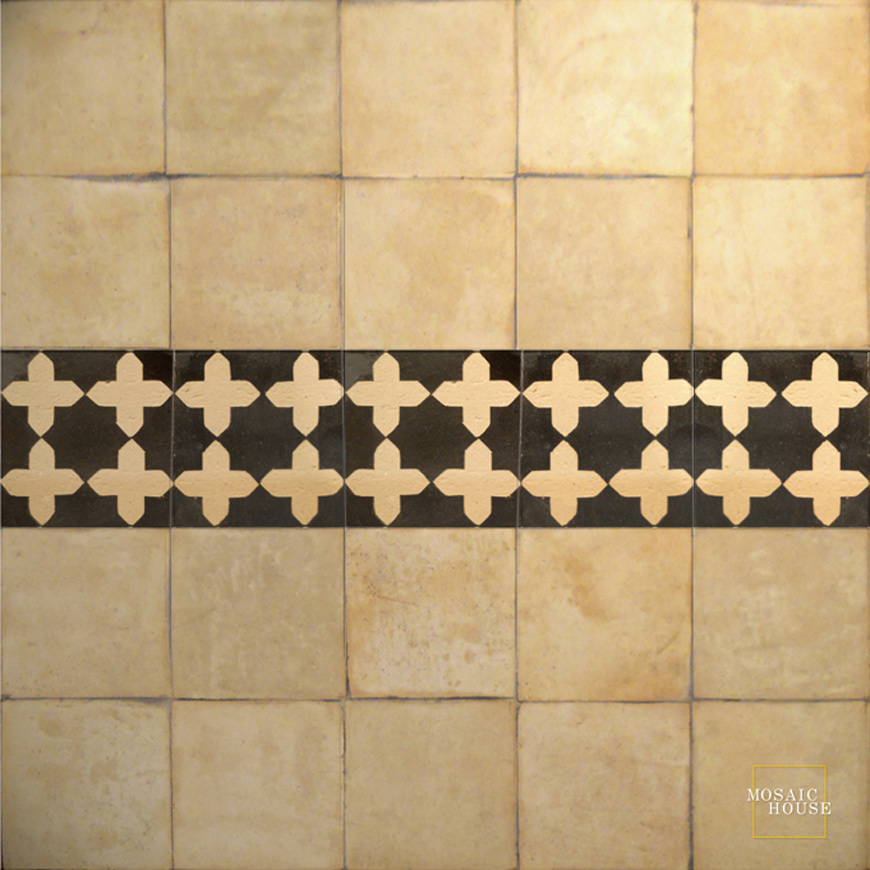 Mosaic House Moroccan tile Latef 6 Chiseled

 Black  chiseled field 
