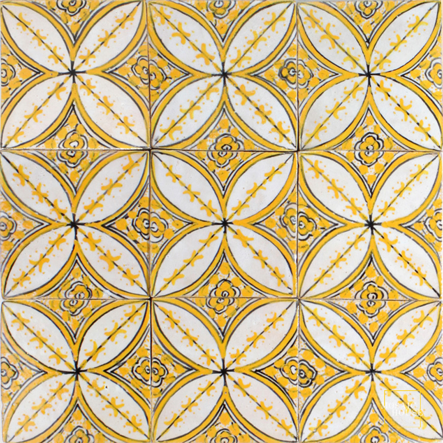 Mosaic House Moroccan tile Pigalle Yellow 
  solid hand painted 