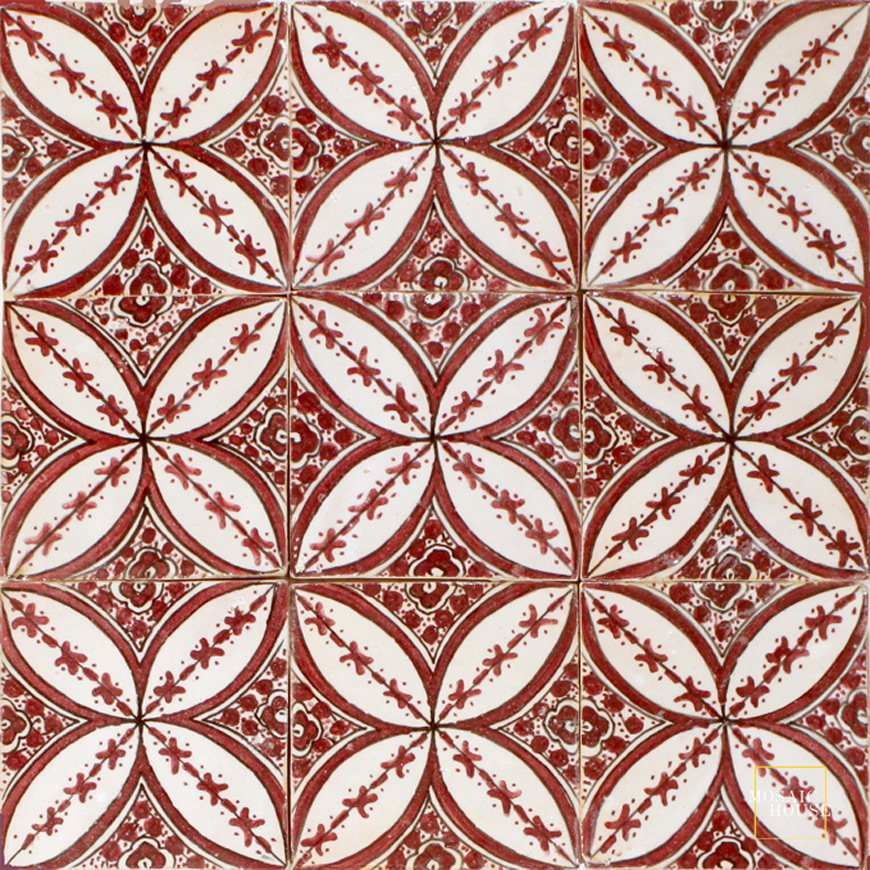 Mosaic House Moroccan tile Pigalle Red 
  solid hand painted 