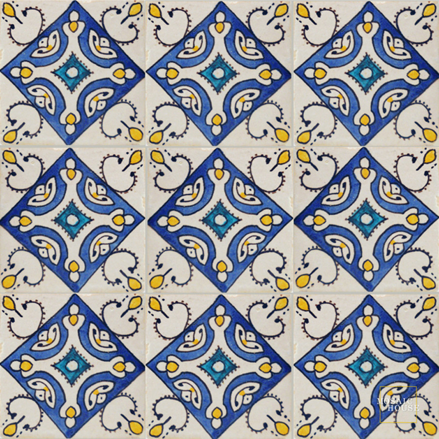 Mosaic House Moroccan tile Rivoli Multi   solid hand painted 
