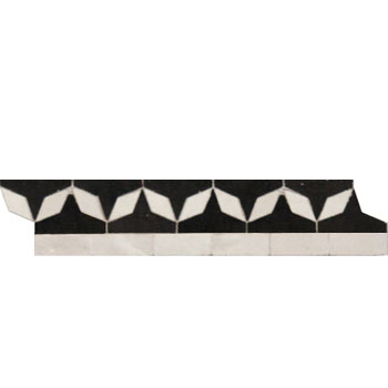 Mosaic House Moroccan tile Diamond Petit 6-1 Black White  zellige, mosaic, zellij, border, glaze, classic 