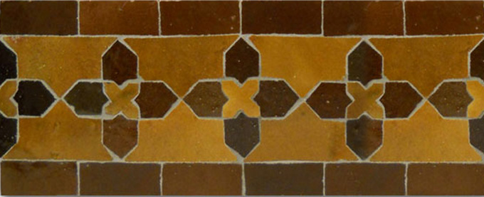 Mosaic House Moroccan tile Kmarshoun C 8-19 Ochre Brown  zellige, mosaic, zellij, border, glaze, traditional 