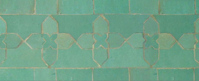 Mosaic House Moroccan tile Kmarshoun C 12 Light Green  solid zellige, mosaic, zellij, border, glaze 