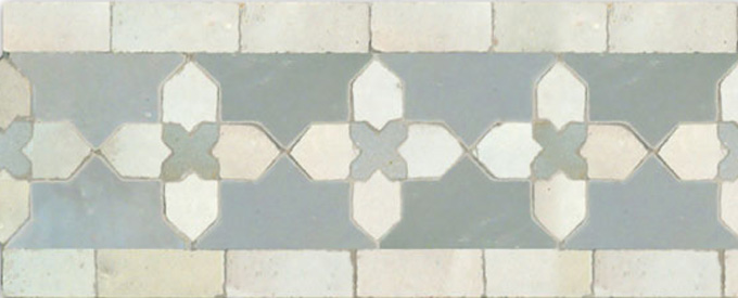 Mosaic House Moroccan tile Kmarshoun C 17-1 Sky blue White  zellige, mosaic, zellij, border, glaze 