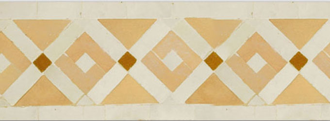 Mosaic House Moroccan tile Rif 1-14-8 White Natural, Unglazed, Terracotta Ochre  zellige, mosaic, zellij, border, glaze 