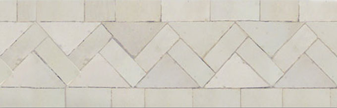 Mosaic House Moroccan tile ZigZag S 1 White  solid zellige, mosaic, zellij, border, glaze 