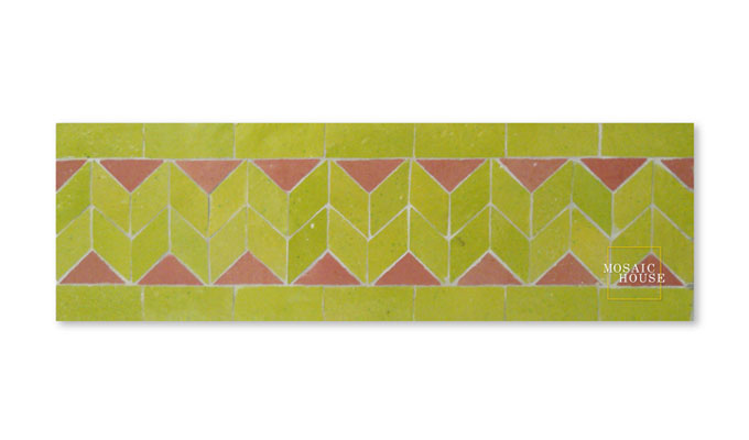 Mosaic House Moroccan tile ZigZag D 21-5 Pink Lime Green zellige, mosaic, zellij, border, glaze, simple