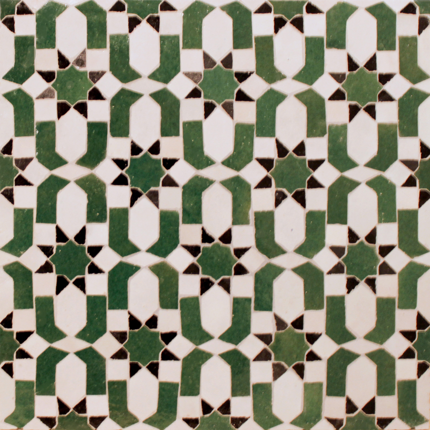 Mosaic House Moroccan tile Dazzle 1-10-6 White Green Black  zellige, mosaic, zellij, field, pattern, glaze 