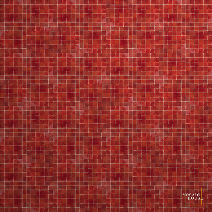 Mosaic House Moroccan tile Elysee 7 Red  solid zellige, mosaic, zellij, field, pattern, glaze, simple, classic, grid, squares 