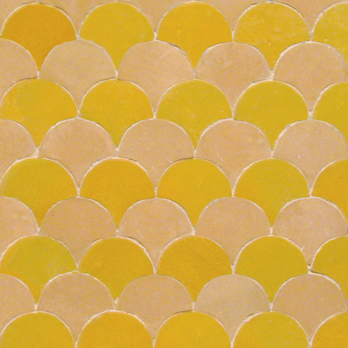 Mosaic House Moroccan tile Fleurs 14-18 Natural, Unglazed, Terracotta Yellow  zellige, mosaic, zellij, field, pattern, glaze, fishscale, classic 