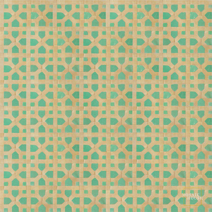 Mosaic House Moroccan tile Nejarine 12-14 Light Green Natural, Unglazed, Terracotta  zellige, mosaic, zellij, field, pattern, glaze 