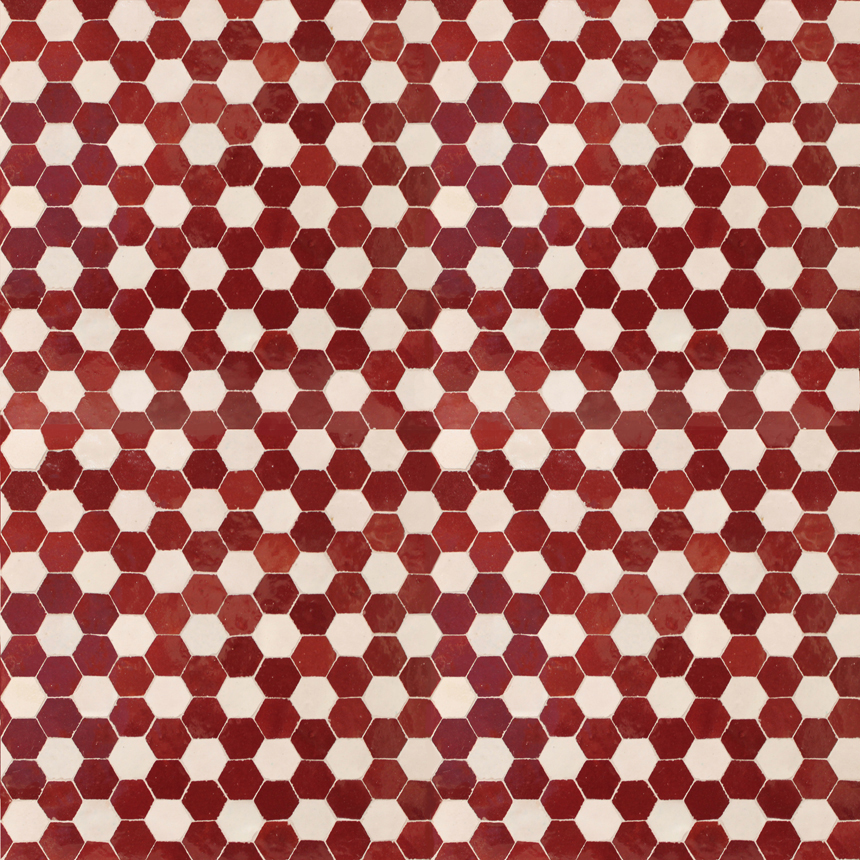 Mosaic House Moroccan tile Sata A 7-1 Red White  zellige, mosaic, zellij, field, pattern, glaze 