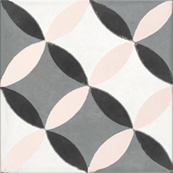 Mosaic House Moroccan tile Daisy Custom C14-4-20-45 White Black Bisque, pink City Gray  cement, encaustic, field, pattern 