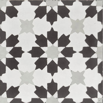 Mosaic House Moroccan tile Fassia C14-4-36 White Black Ash Gray, gray  cement, encaustic, field, pattern 