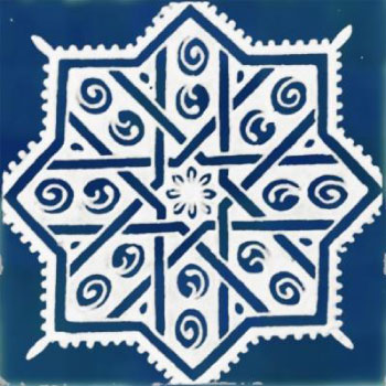 Mosaic House Moroccan tile Alamida 15-26 Cobalt Blue Polar White  hand painted 