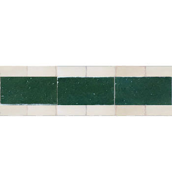 Mosaic House Moroccan tile Custom Border Talia C 24-1 Sea Green White  zellige, mosaic, zellij, border, glaze 