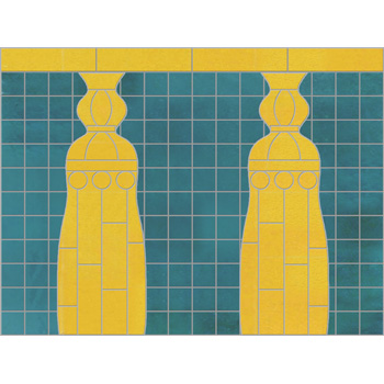 Mosaic House Moroccan tile Custom Jayne Border 18-28 Yellow Teal  zellige, mosaic, zellij, border, glaze 