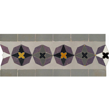 Mosaic House Moroccan tile Diamond 27-25-9-1-6-8 Dark Gray Light Gray Purple White Black Ochre  zellige, mosaic, zellij, border, glaze 
