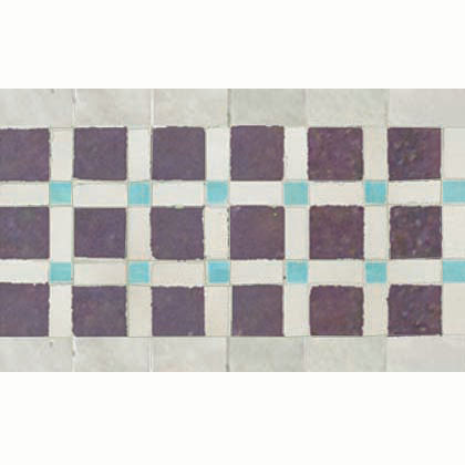 Mosaic House Moroccan tile Fes B Custom 9-1-13 Purple White Light Turquoise  zellige, mosaic, zellij, border, glaze 