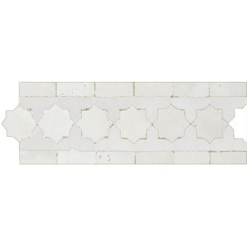 Mosaic House Moroccan tile Kmarshoun Star 26 Polar White  solid zellige, mosaic, zellij, border, glaze 