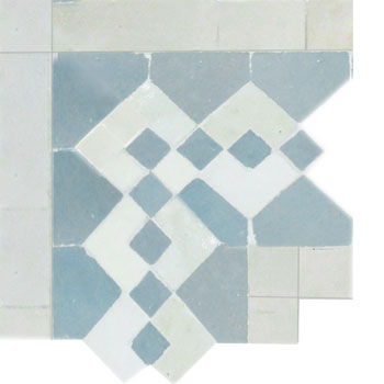 Mosaic House Moroccan tile Sarout S Corner 17-1 Sky blue White  zellige, mosaic, zellij, border, glaze 