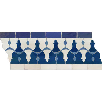 Mosaic House Moroccan tile Sharafa C 15-1-2 Cobalt Blue White Light Blue  zellige, mosaic, zellij, border, glaze 